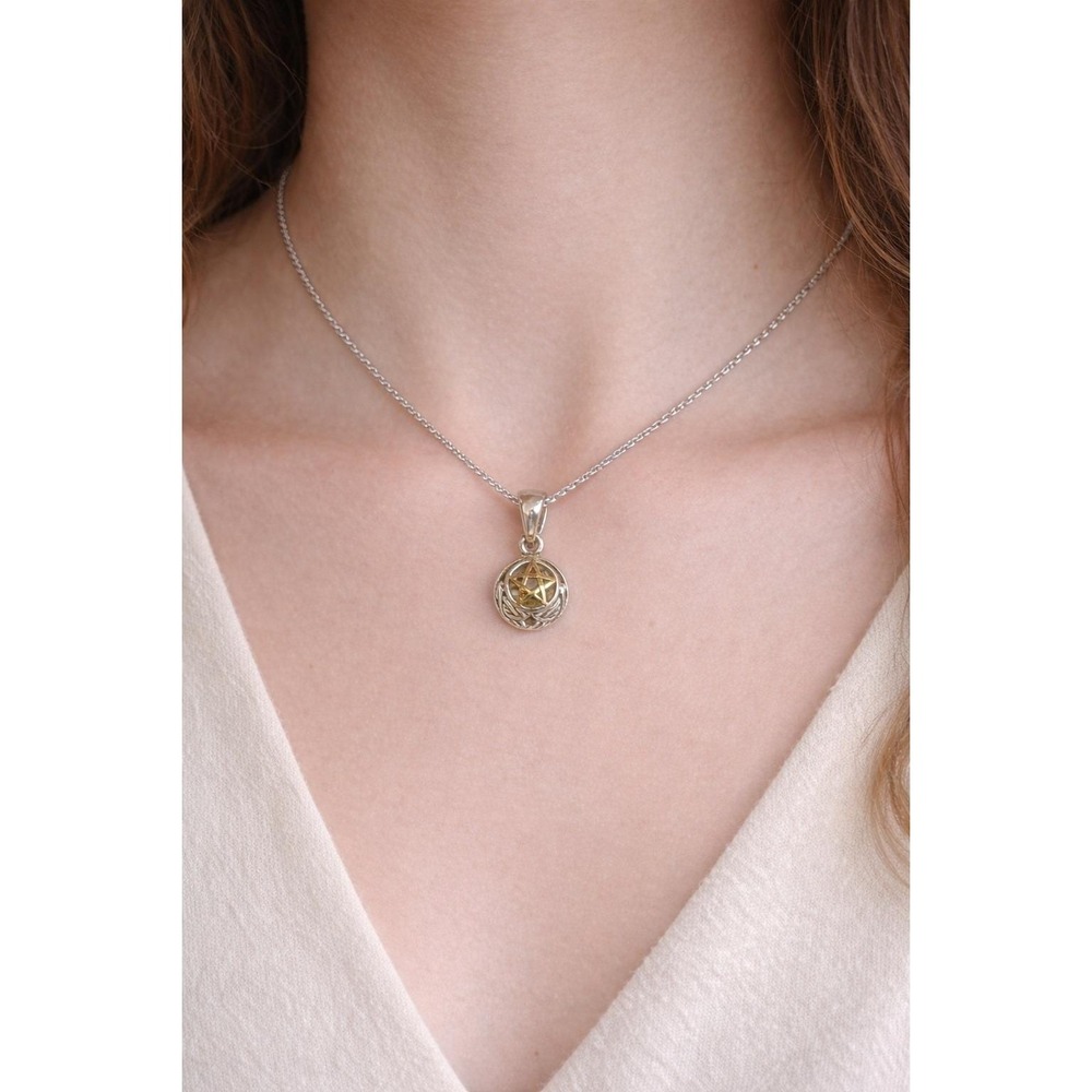 925 Sterling Silver Hollow Ball 3D Pentacle Pendant Peter Stone Jewelry